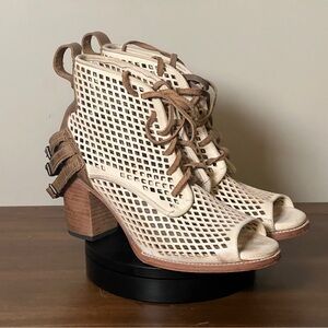 Freebird Benni - Leather Peeptoe Sandal Booties Size 12